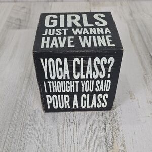 Funny Wine Sayings Black White Distressed Decorative Block 4" X 4"